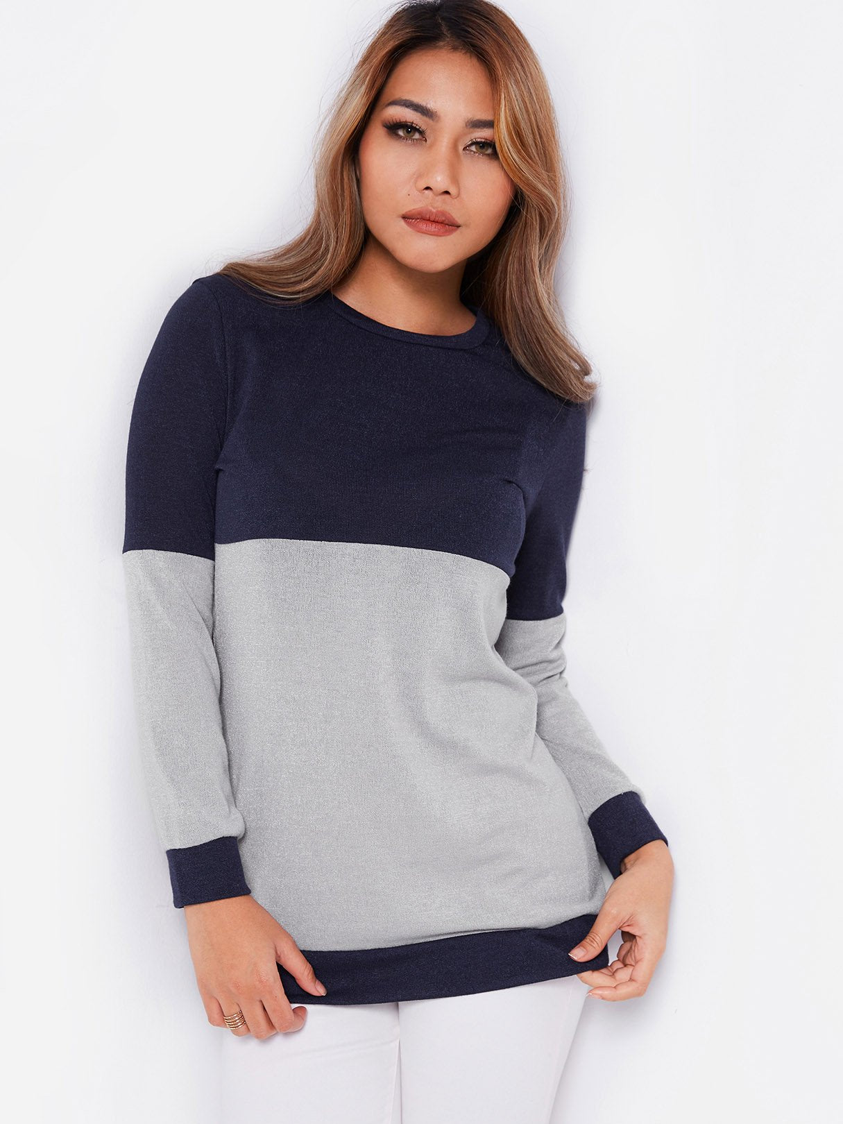 Wholesale Round Neck Plain Long Sleeve Tee