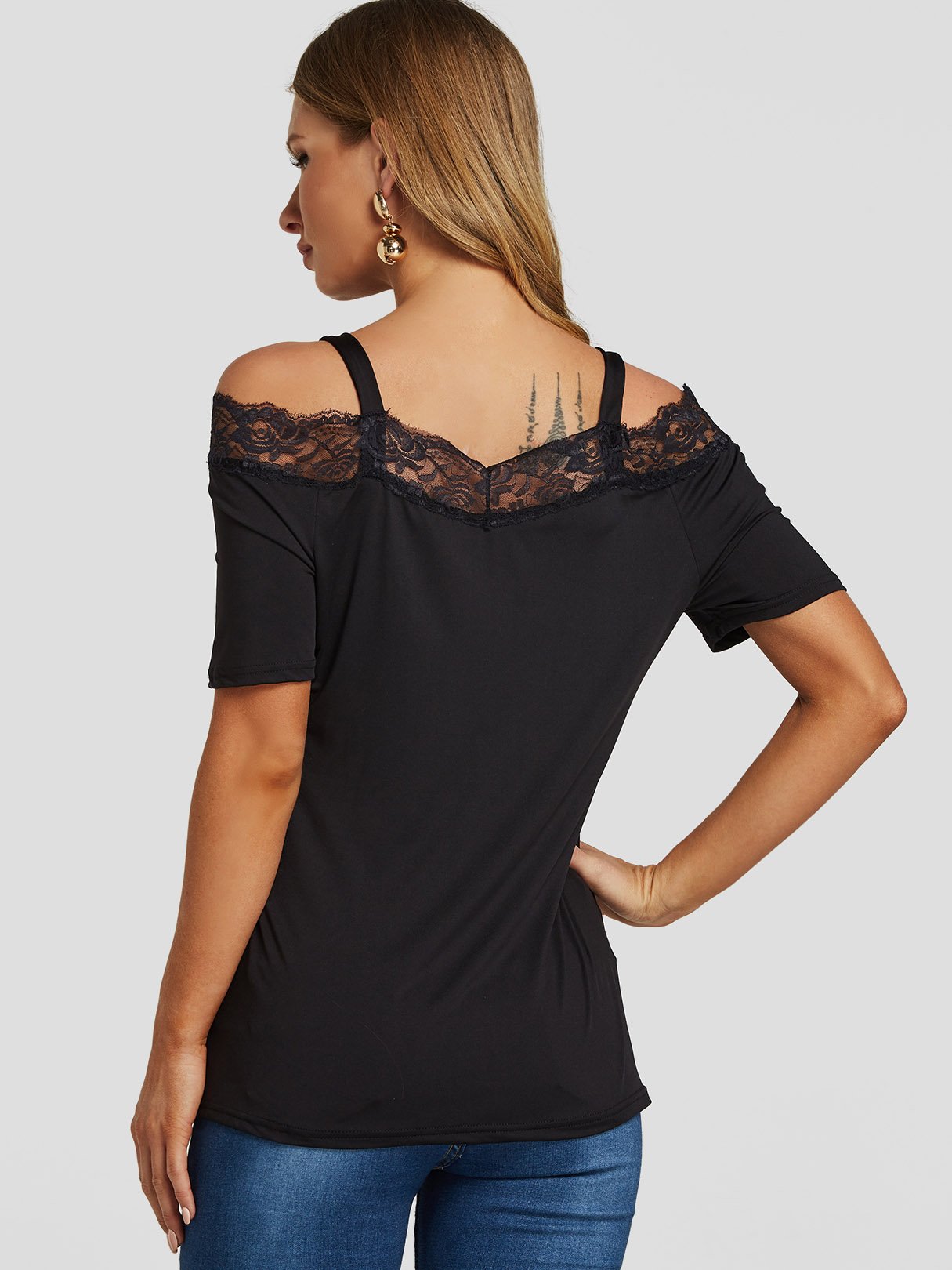 NEW FEELING Womens Black T-Shirts
