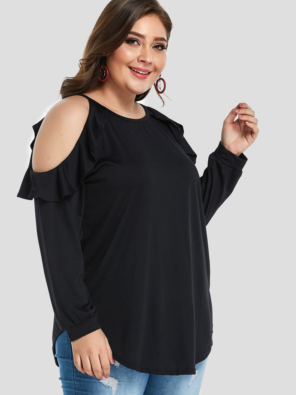 OEM Ladies Black Plus Size Tops