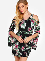 OEM Ladies Black Floral Dresses