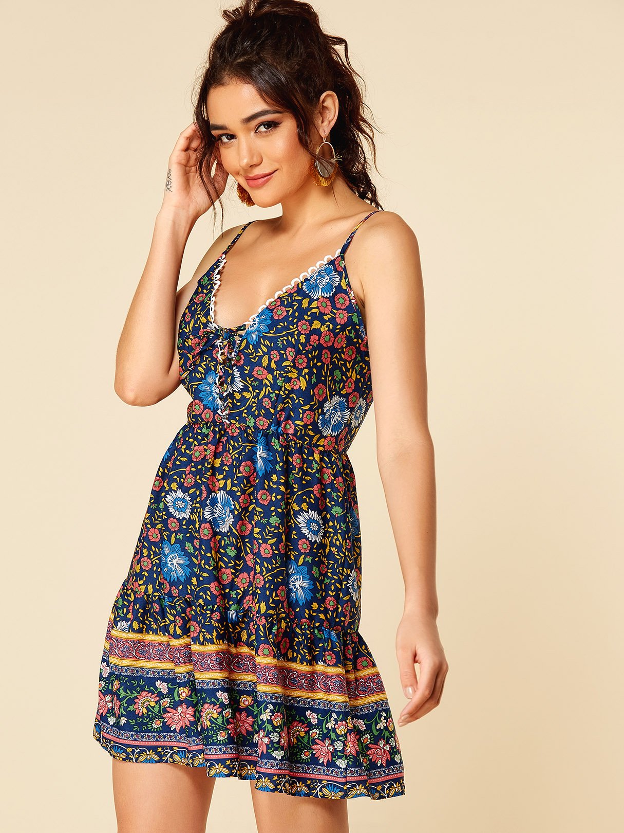 OEM Ladies Navy V-Neck Dresses