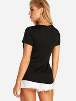 NEW FEELING Womens Black T-Shirts
