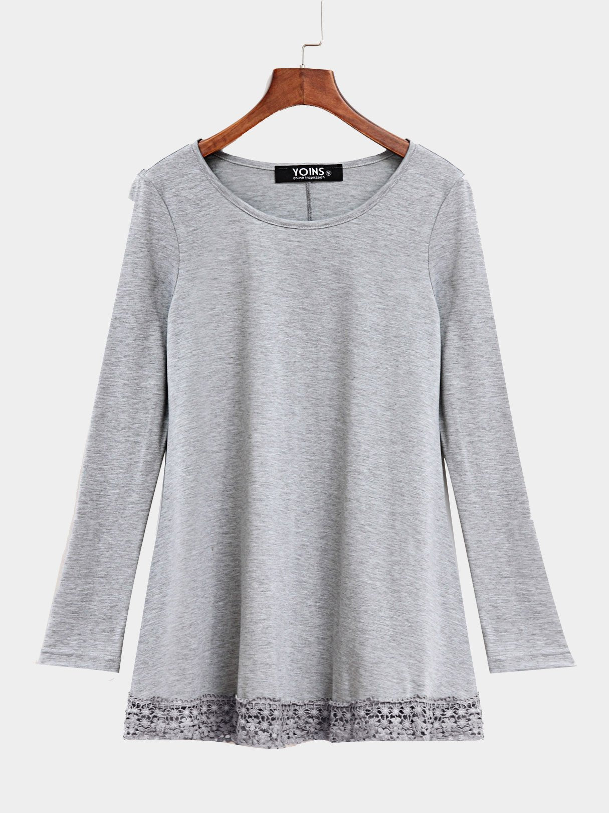 Wholesale Asymmetric Jersey Top With Crochet Lace Hem