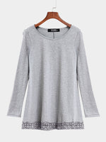 Wholesale Asymmetric Jersey Top With Crochet Lace Hem