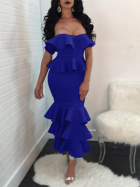 OEM Ladies Navy Maxi Dresses