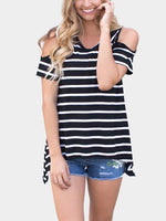 Wholesale Cold Shoulder Cut Out Short Sleeve T-Shirts