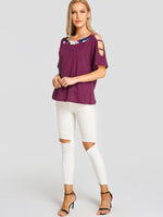 NEW FEELING Womens Purple T-Shirts
