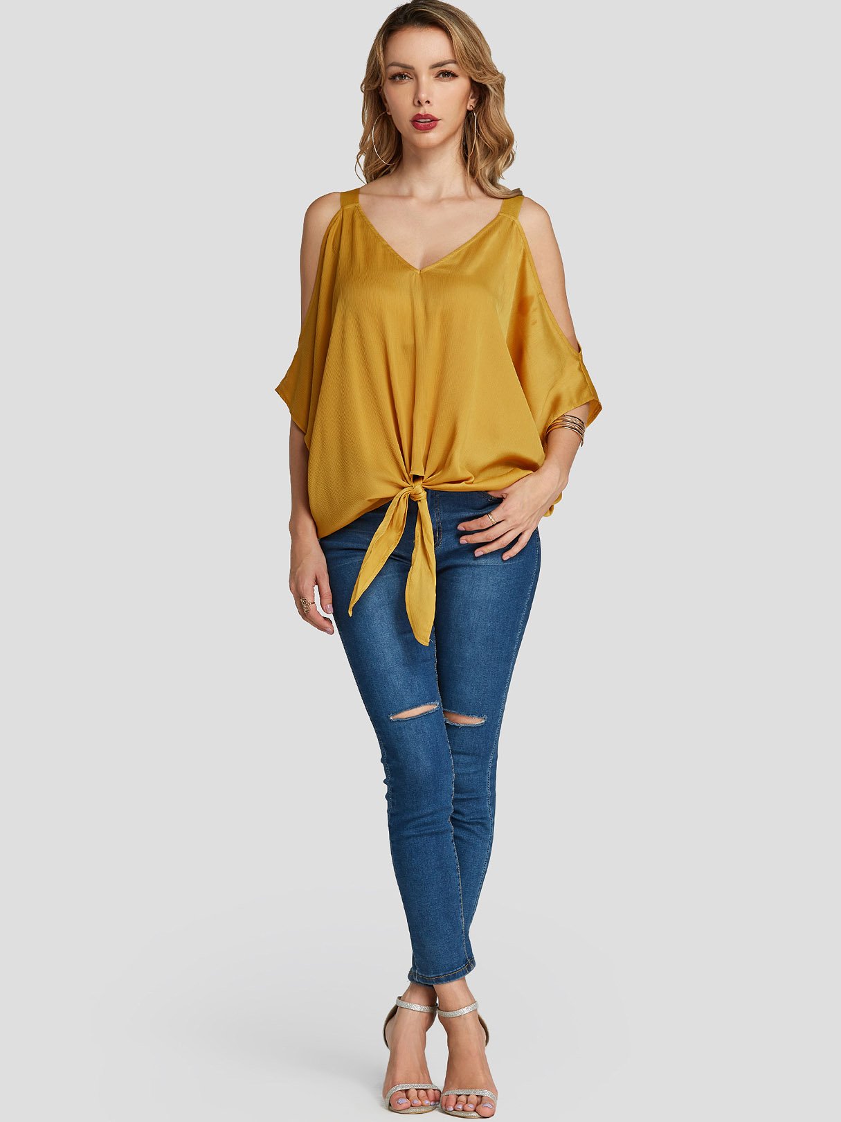 NEW FEELING Womens Yellow Blouses