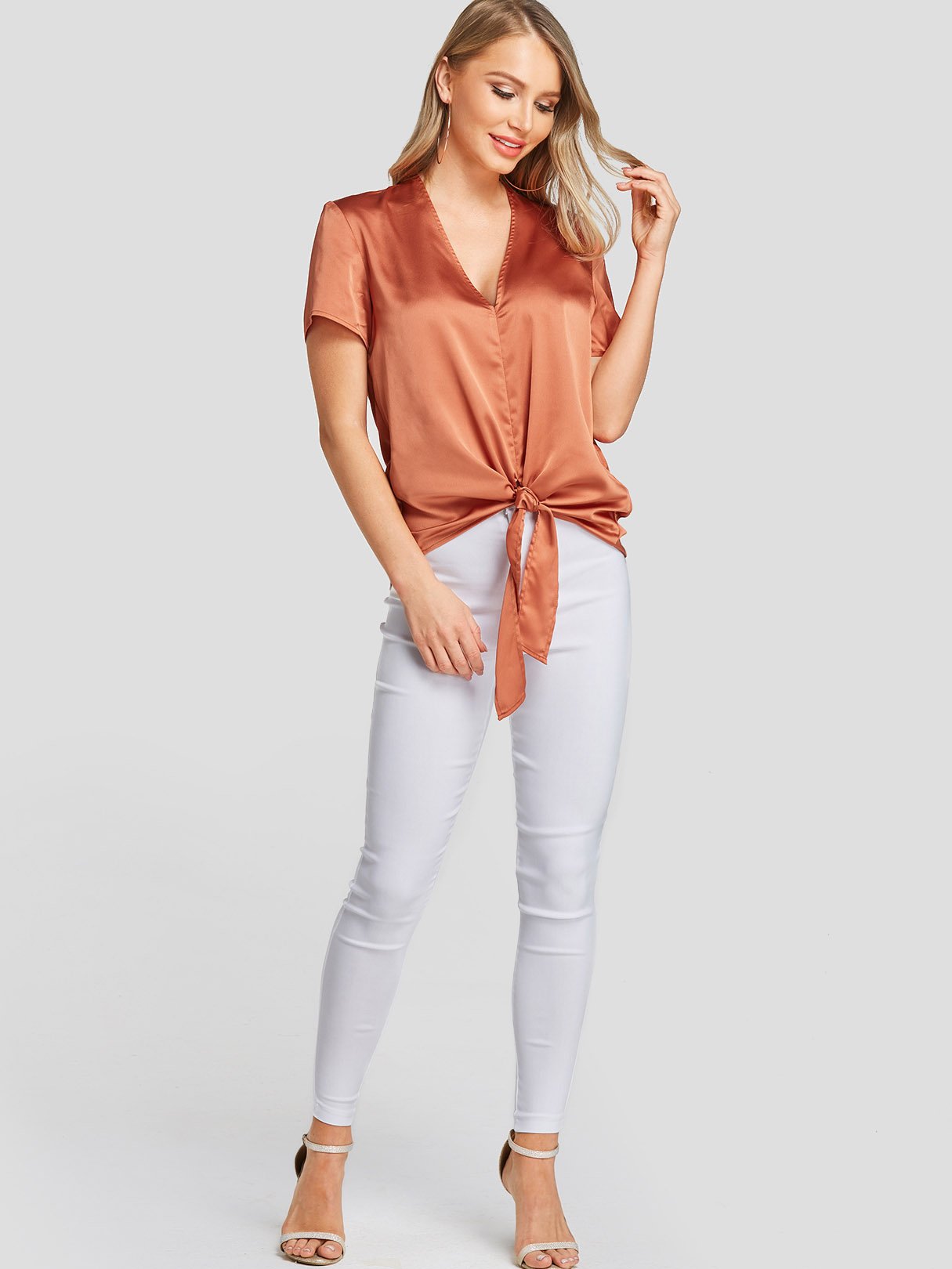 NEW FEELING Womens Brown Blouses