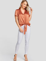NEW FEELING Womens Brown Blouses
