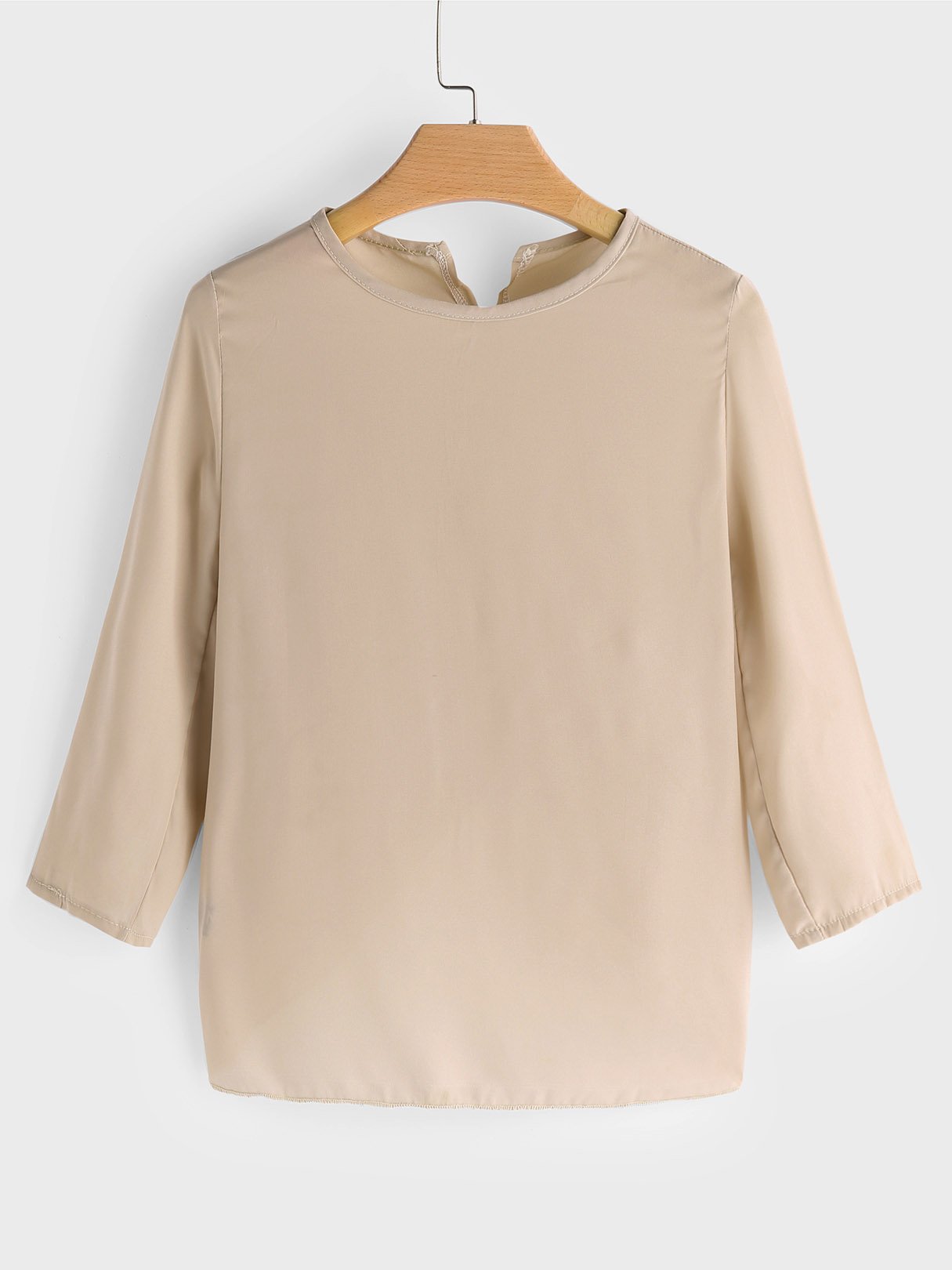 Wholesale Crew Neck Backless 3/4 Sleeve Khaki T-Shirts