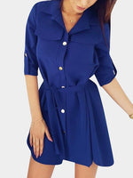 OEM Ladies Blue Shirt Dresses