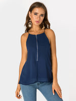 Wholesale V-Neck Sleeveless Two Layers At Front Navy Camis