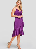 OEM Ladies Purple V-Neck Dresses