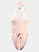 Wholesale Pink V-Neck Sleeveless Backless One-Pieces