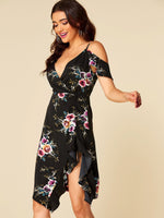 OEM Ladies Black Floral Dresses