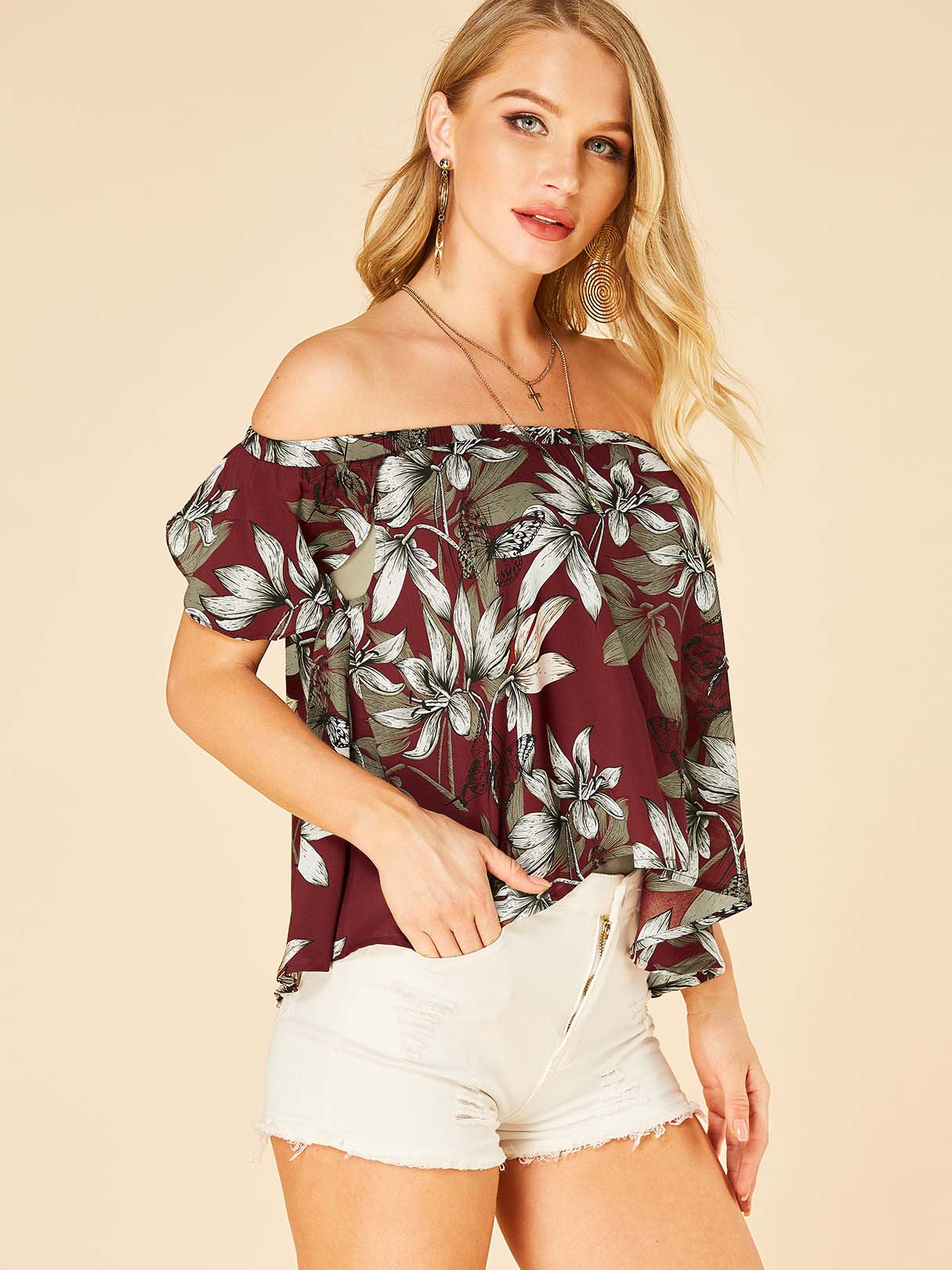 ODM Ladies Short Sleeve Blouses