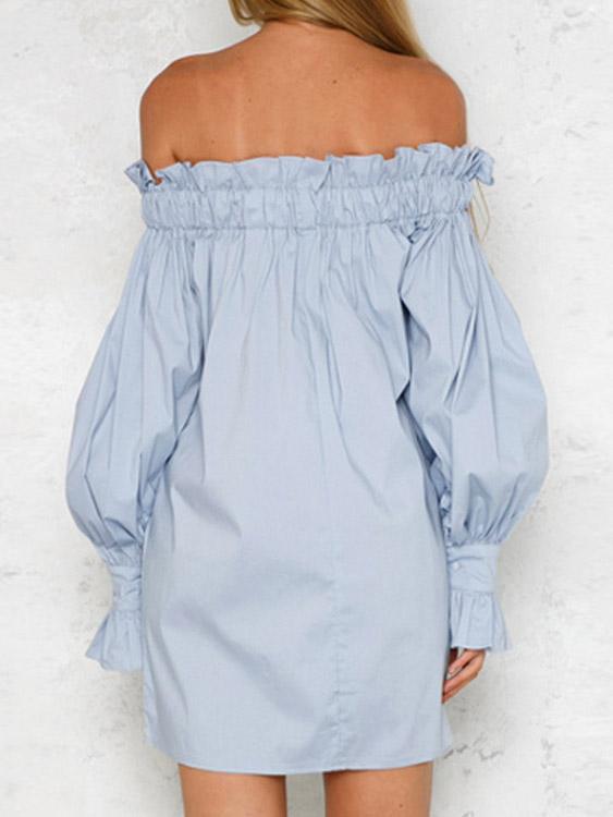 NEW FEELING Womens Blue Off The Shoulder Dresses