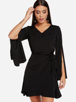 OEM Ladies Black V-Neck Dresses