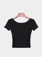 Wholesale Backless Short Sleeve Black Top