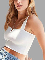 Wholesale V-Neck Sleeveless White Tank Top