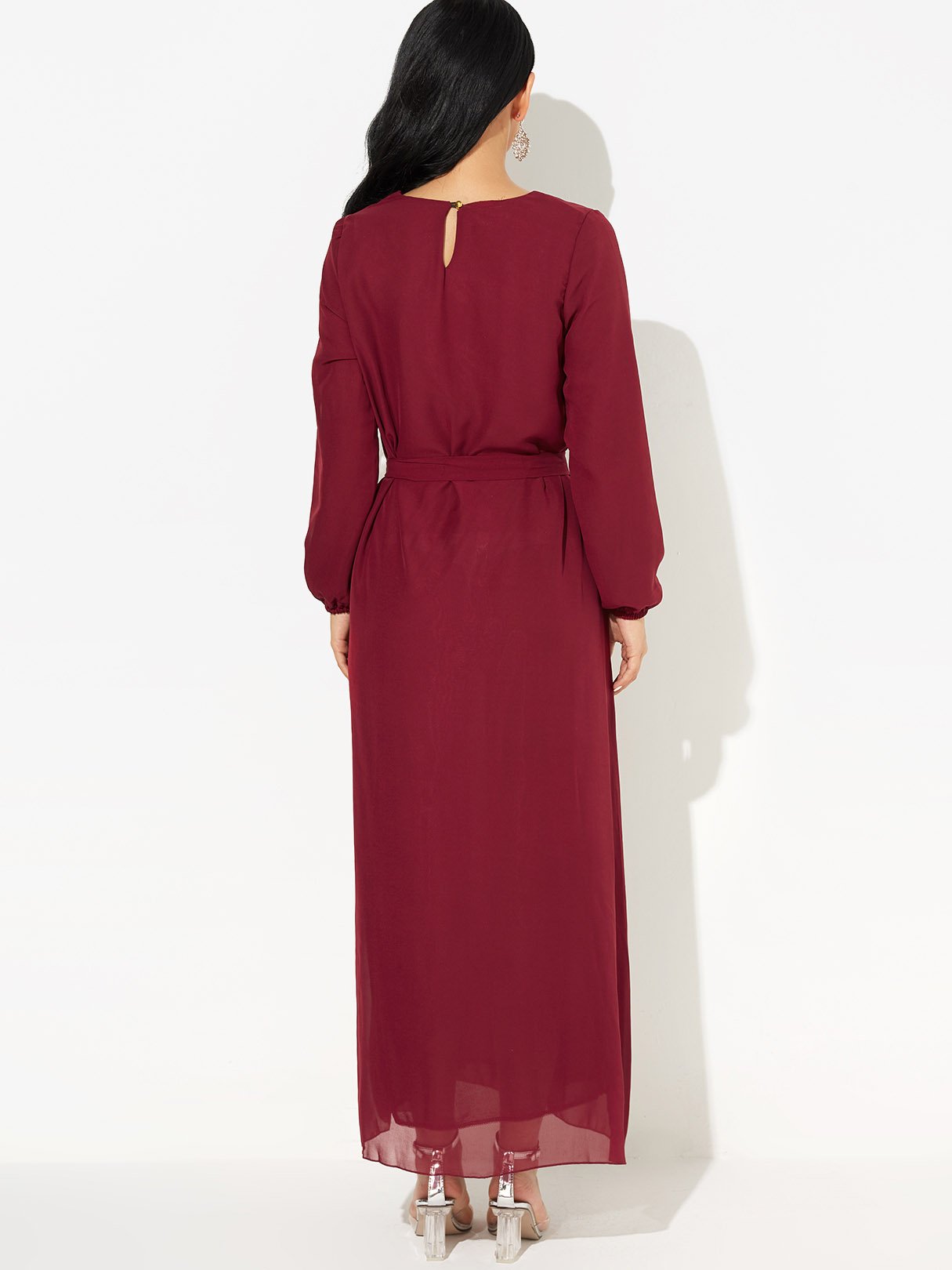 NEW FEELING Womens Burgundy Maxi Dresses