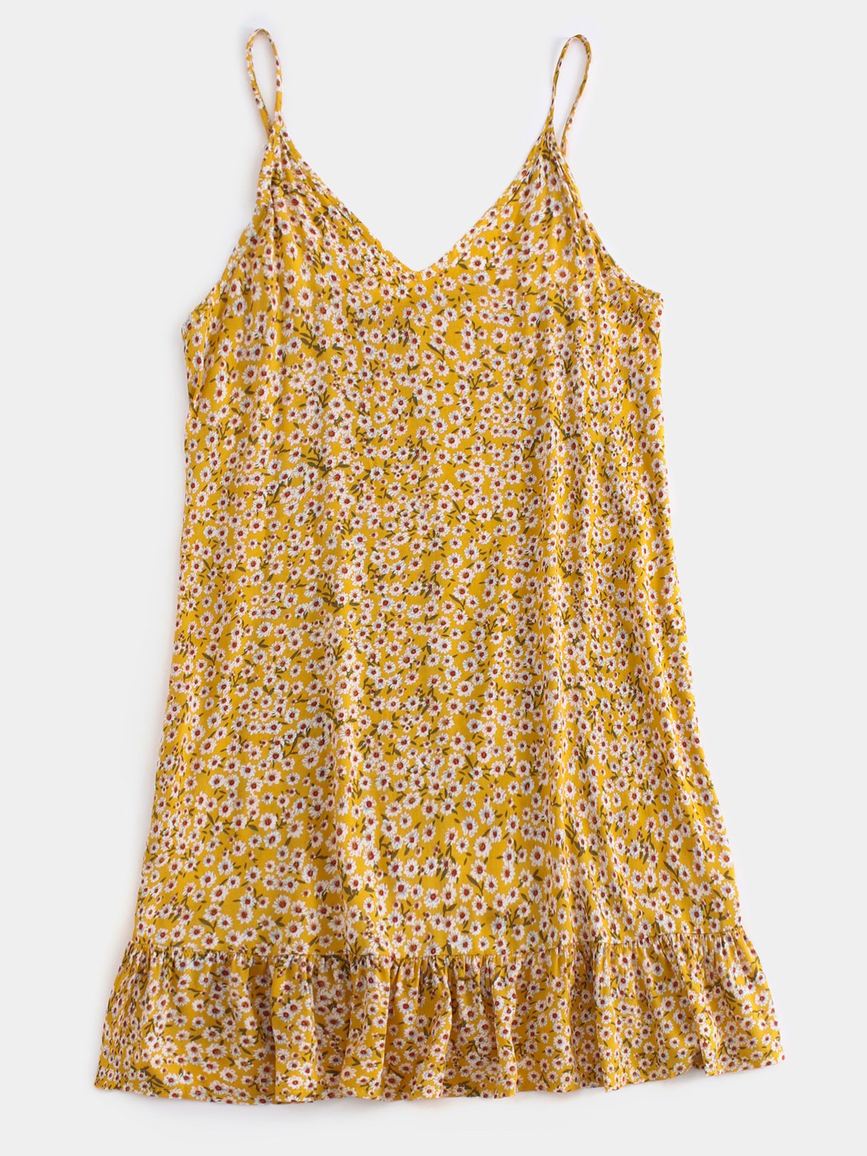 NEW FEELING Womens Yellow Floral Dresses