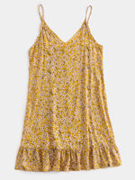 NEW FEELING Womens Yellow Floral Dresses