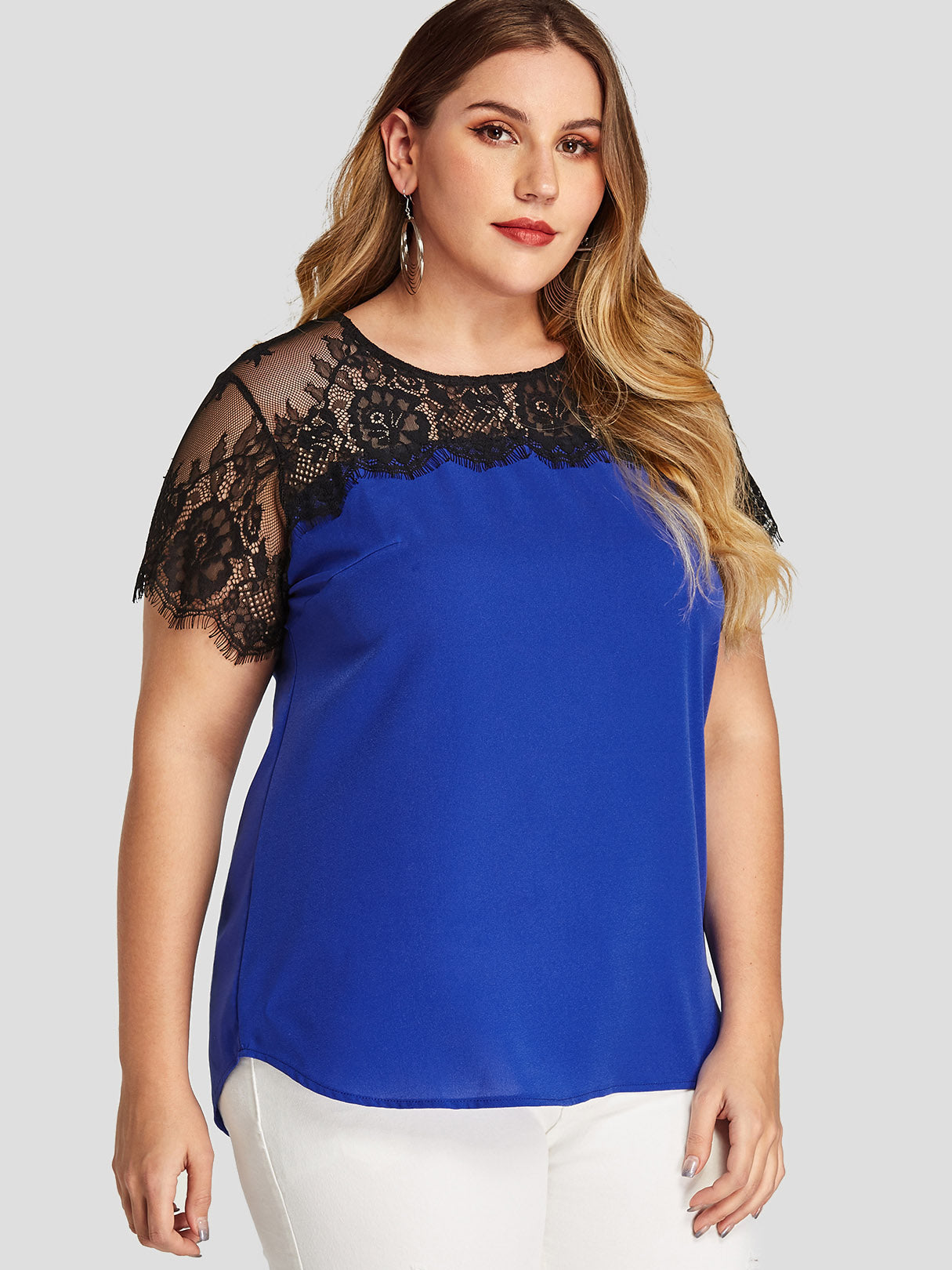 OEM Ladies Blue Plus Size Tops