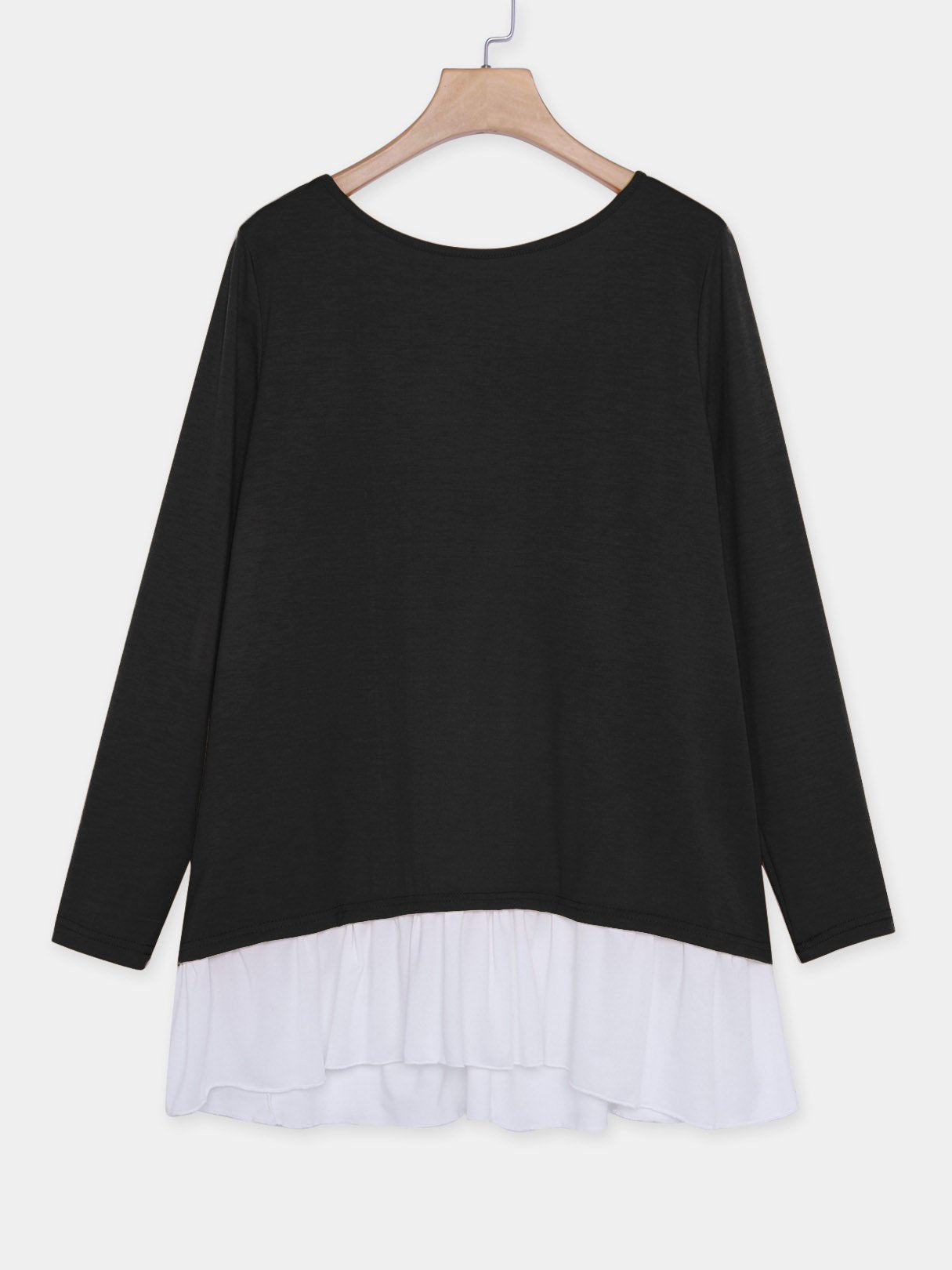 Wholesale Round Neck Long Sleeve Black T-Shirts