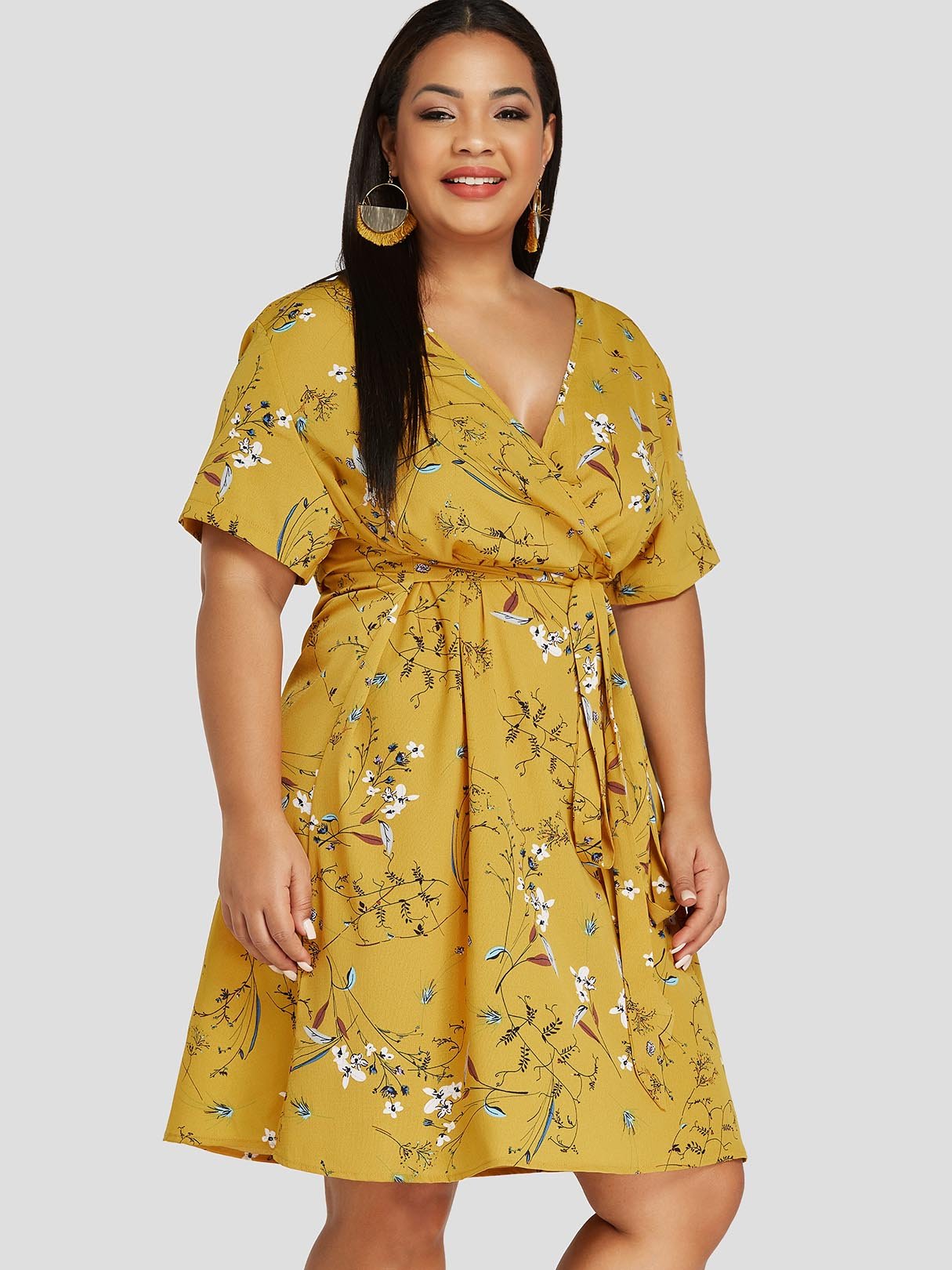 OEM Ladies Yellow Plus Size Dresses