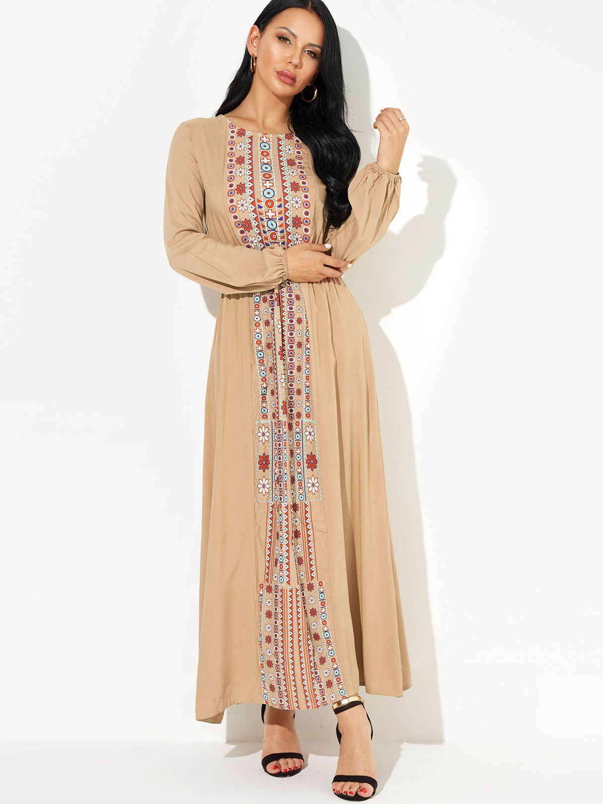 OEM Ladies Khaki Maxi Dresses