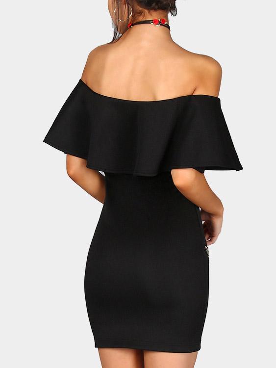 NEW FEELING Womens Black Off The Shoulder Dresses