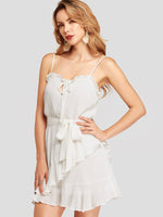 OEM Ladies White V-Neck Dresses
