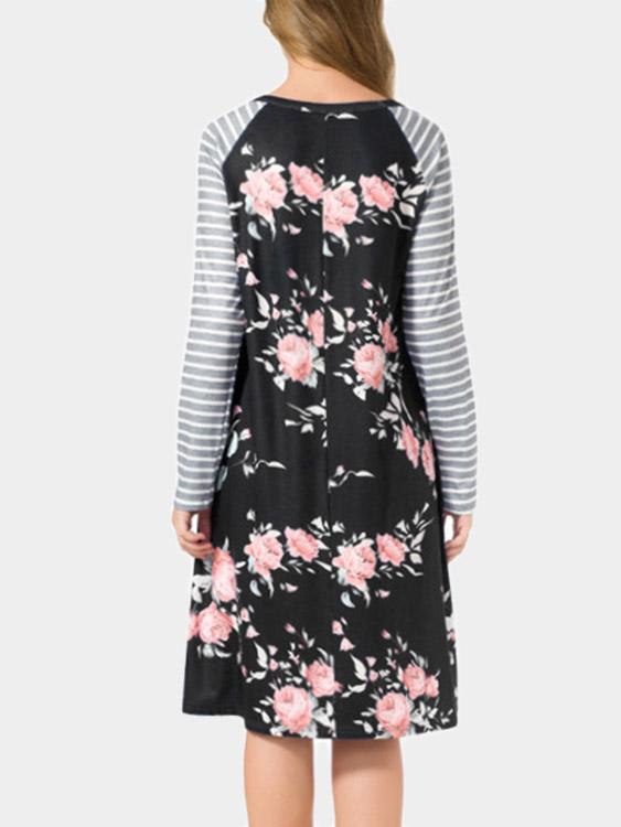 NEW FEELING Womens Black Floral Dresses