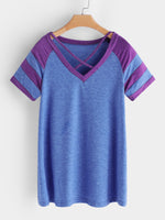 Wholesale V-Neck Stripe Short Sleeve T-Shirts