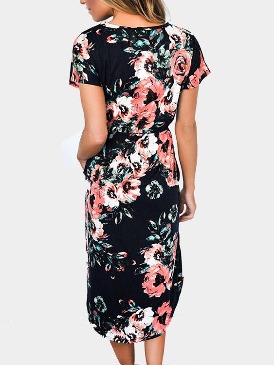 NEW FEELING Womens Black Floral Dresses