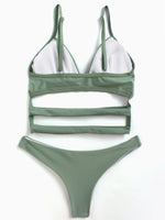 NEW FEELING Womens Green Bikinis