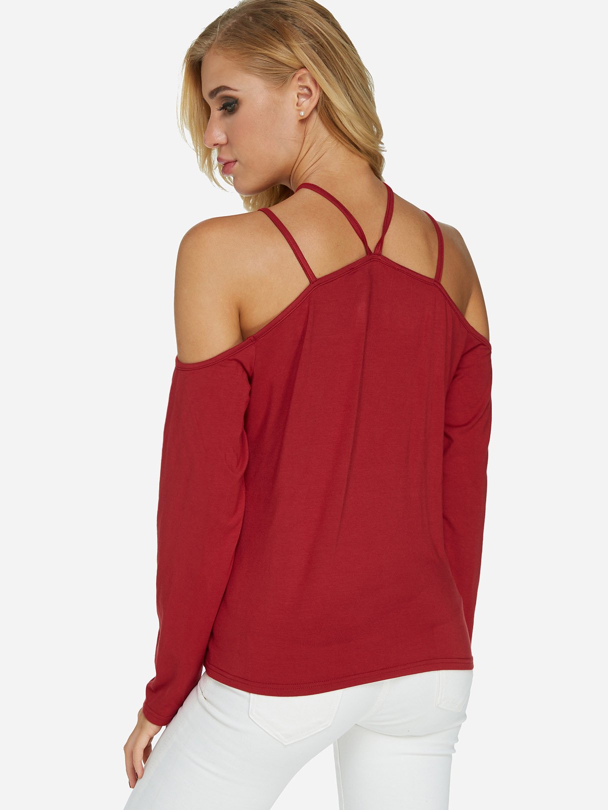 NEW FEELING Womens Burgundy T-Shirts