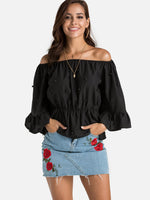 Wholesale Off The Shoulder Long Sleeve Black Top