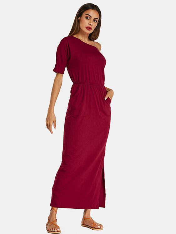 OEM Ladies Burgundy Casual Dresses