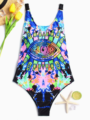 Wholesale Halter Sleeveless Printed Backless One-Pieces Swimwears