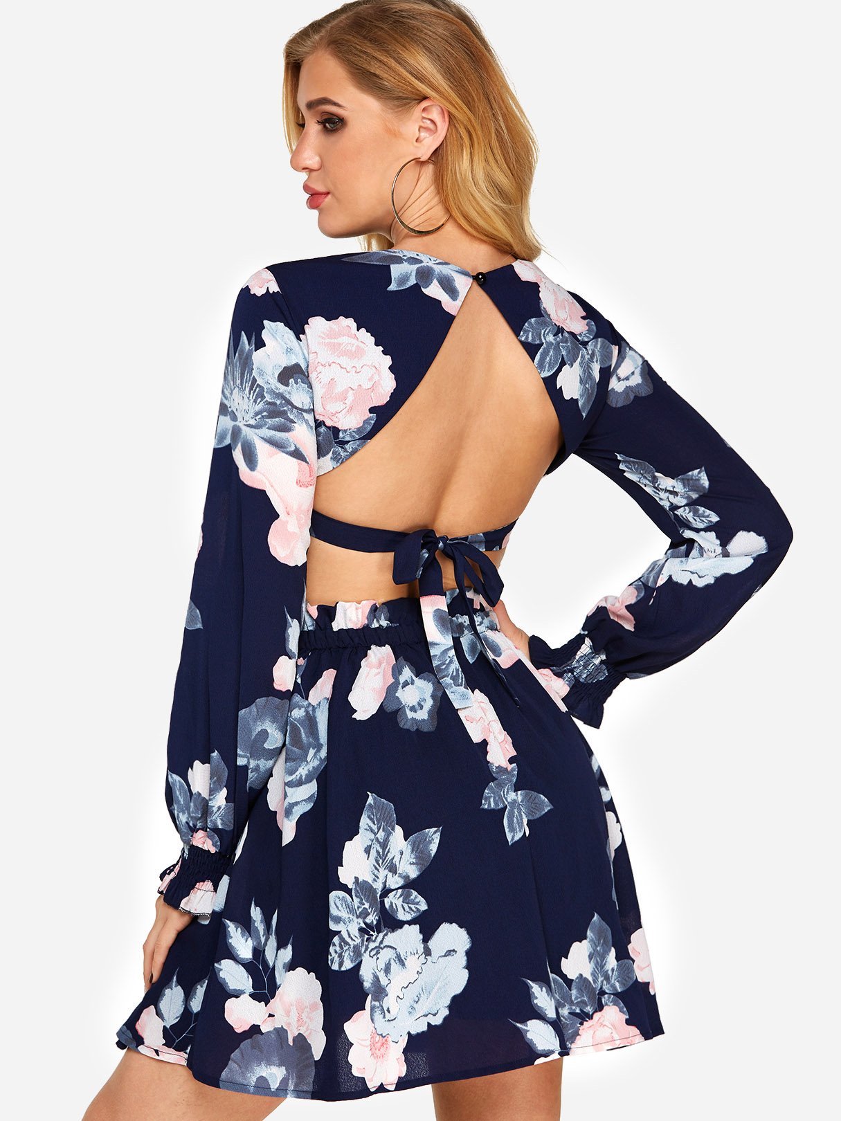 NEW FEELING Womens Navy Floral Dresses