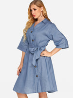 OEM Ladies Blue Casual Dresses