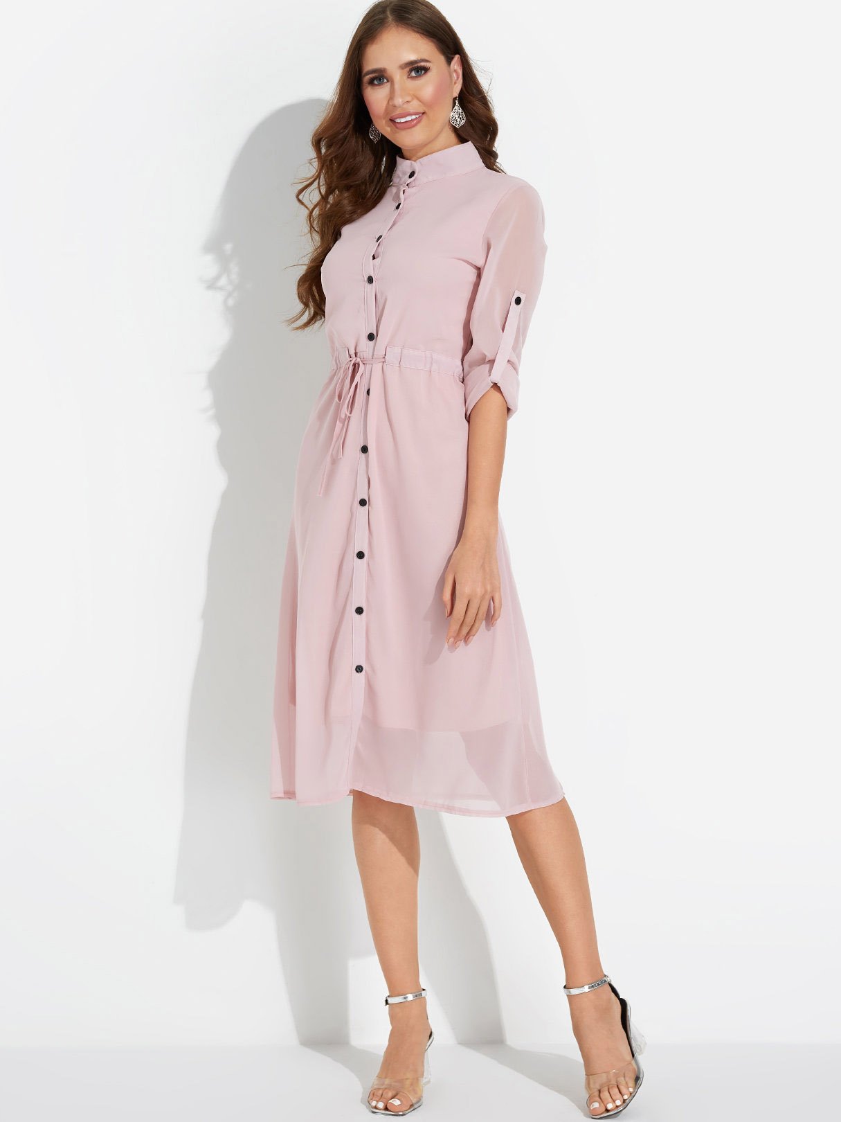 OEM Ladies Pink Midi Dresses