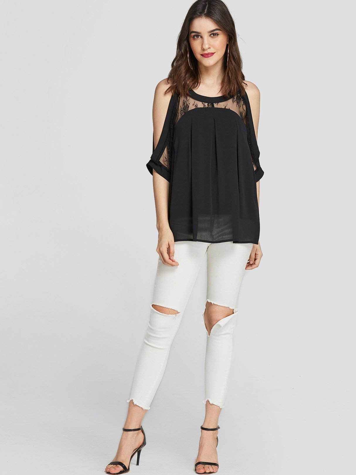 NEW FEELING Womens Black Blouses