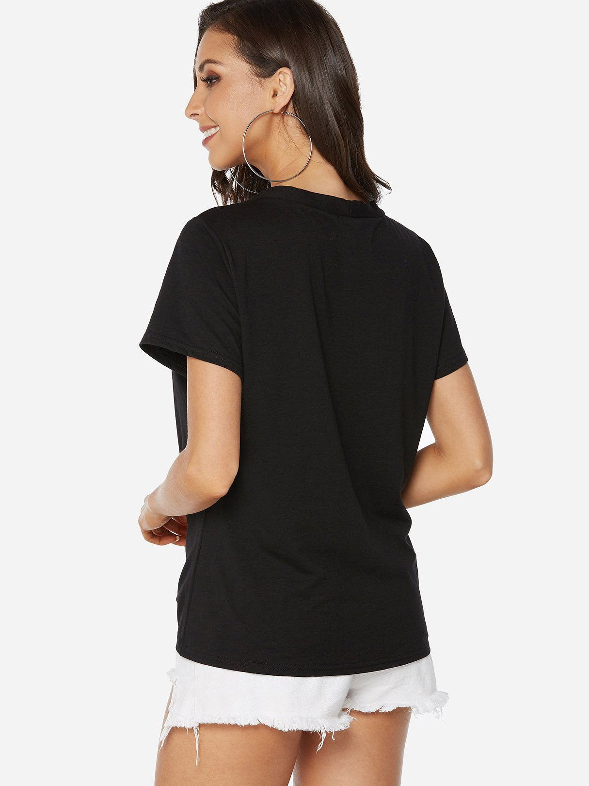 NEW FEELING Womens Black T-Shirts