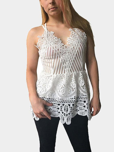 Wholesale V-Neck Criss Cross Lace Cami Top