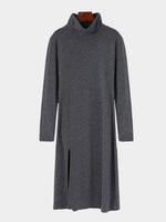 Wholesale Grey High Neck Long Sleeve Slit Hem Casual Dresses