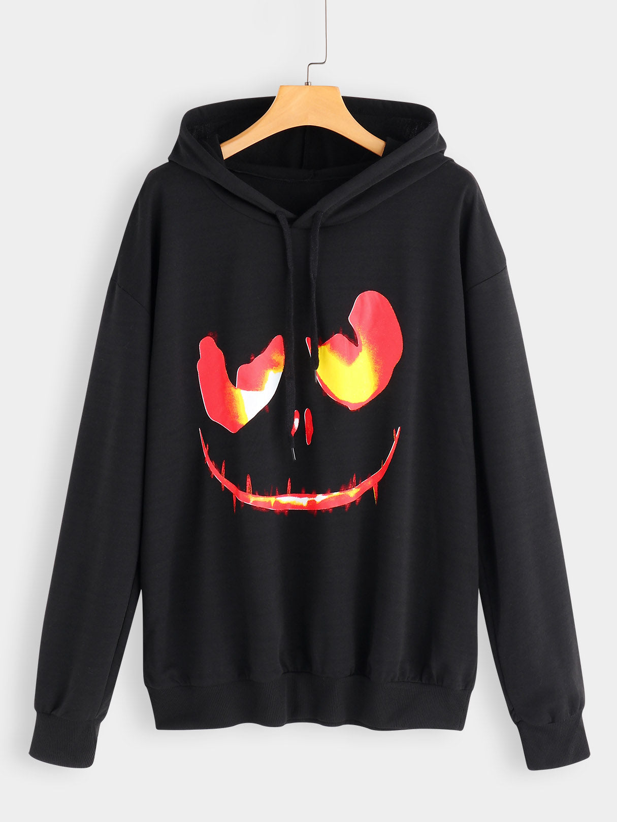 Wholesale Printed Hooded Long Sleeve Black Plus Size Tops